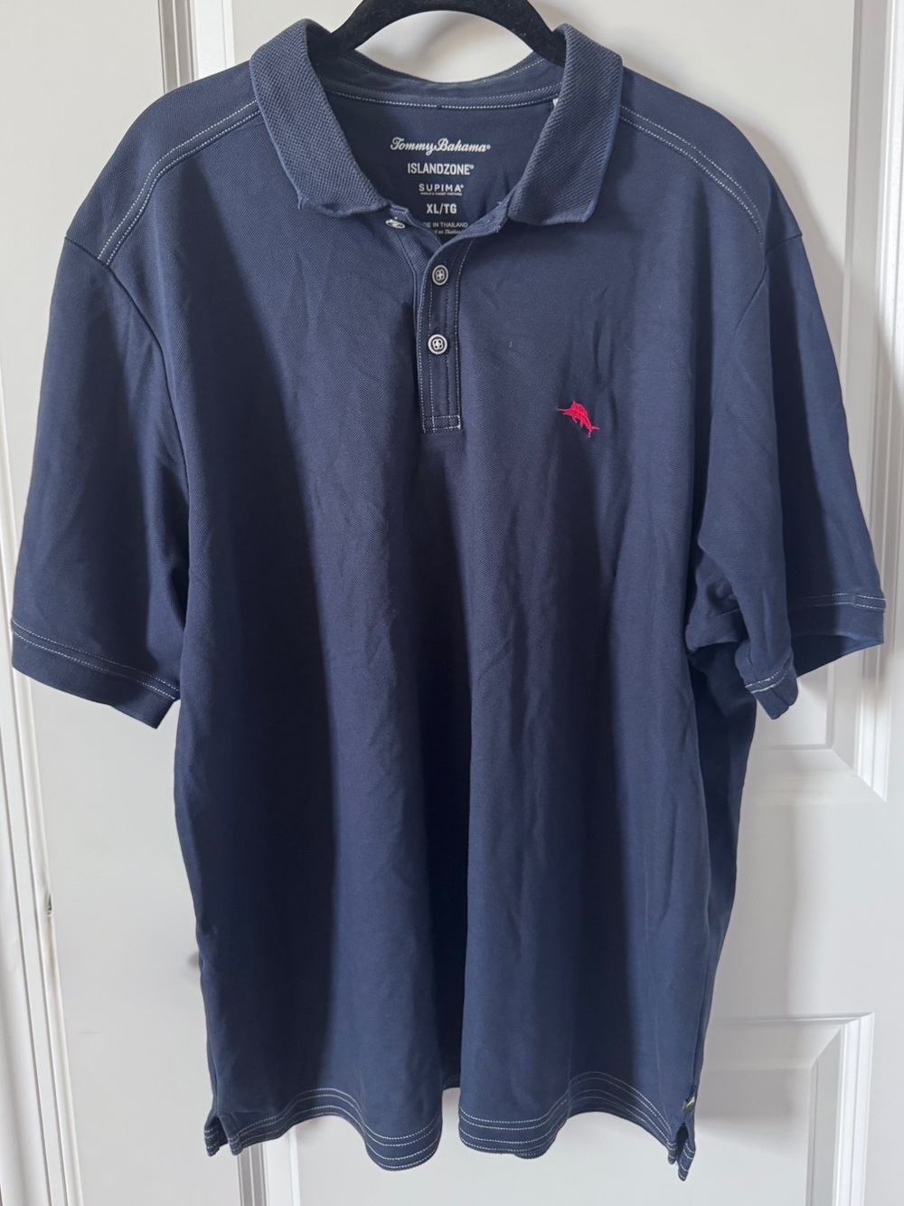 Tommy Bahama IslandZone Navy Polo with White Stitching-XL
